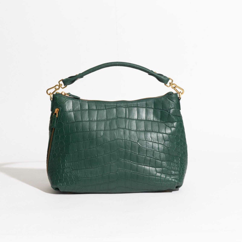 MADE IN ITALYクロコバッグティレニアングリーン