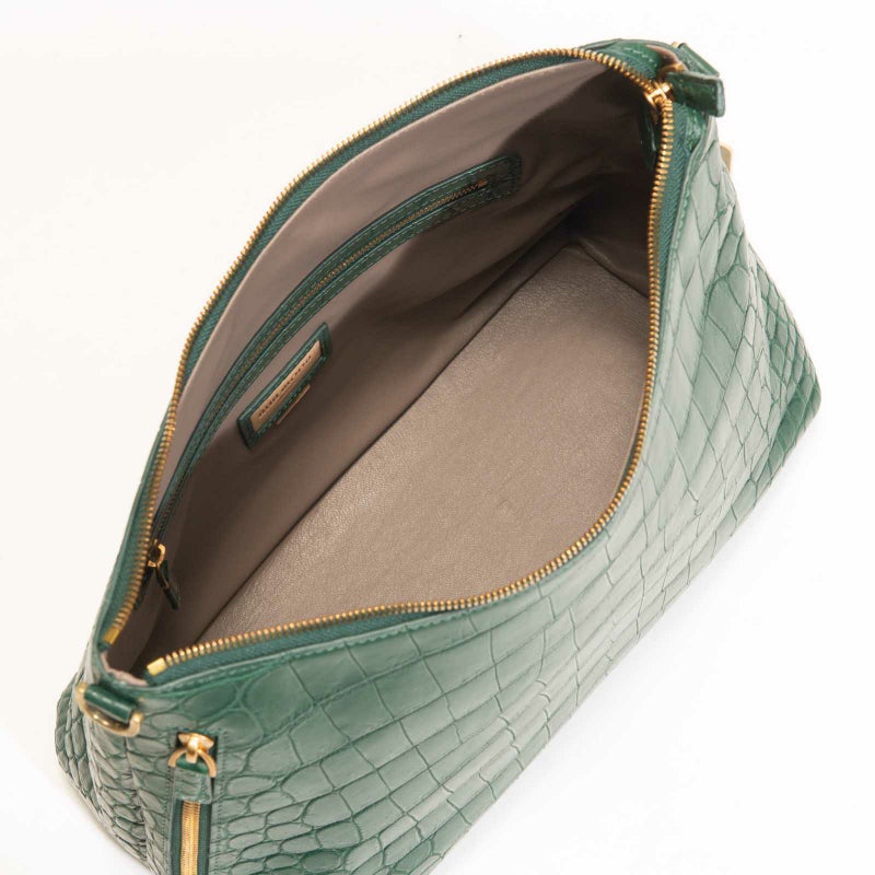 MADE IN ITALYクロコバッグティレニアングリーン3