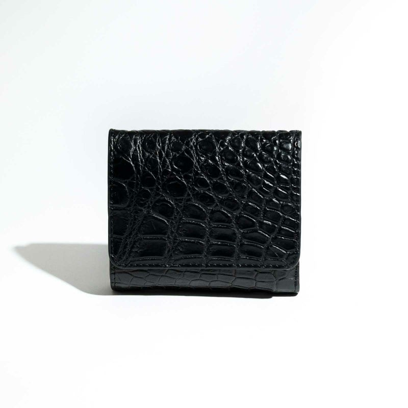 マットクロコ折財布ブラック