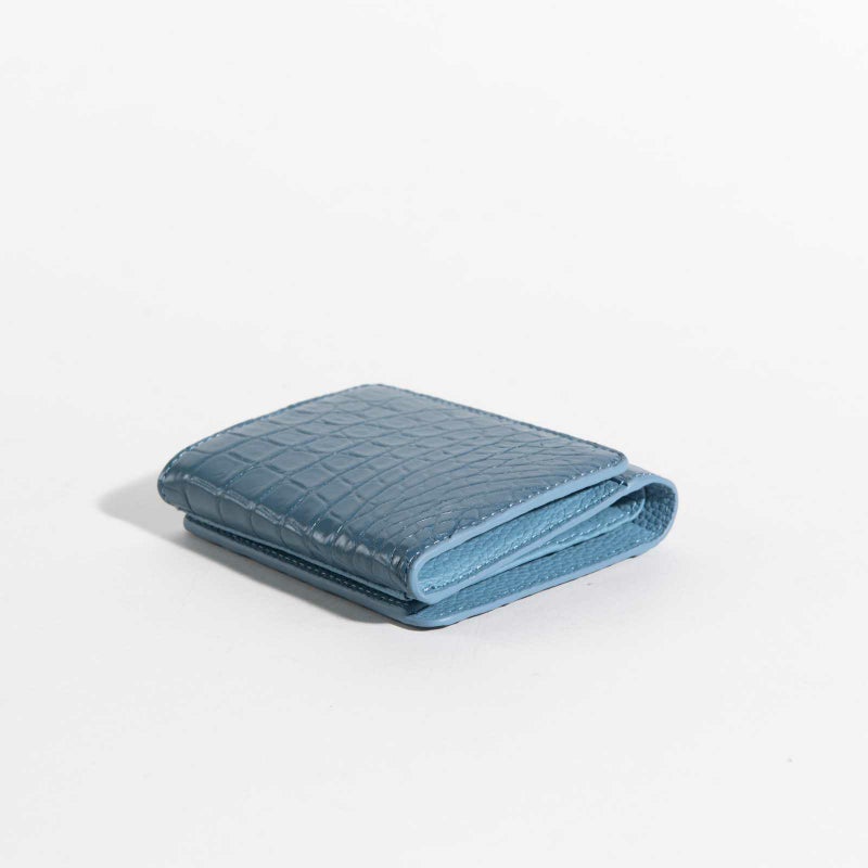 マットクロコ折財布ジーンズブルー2