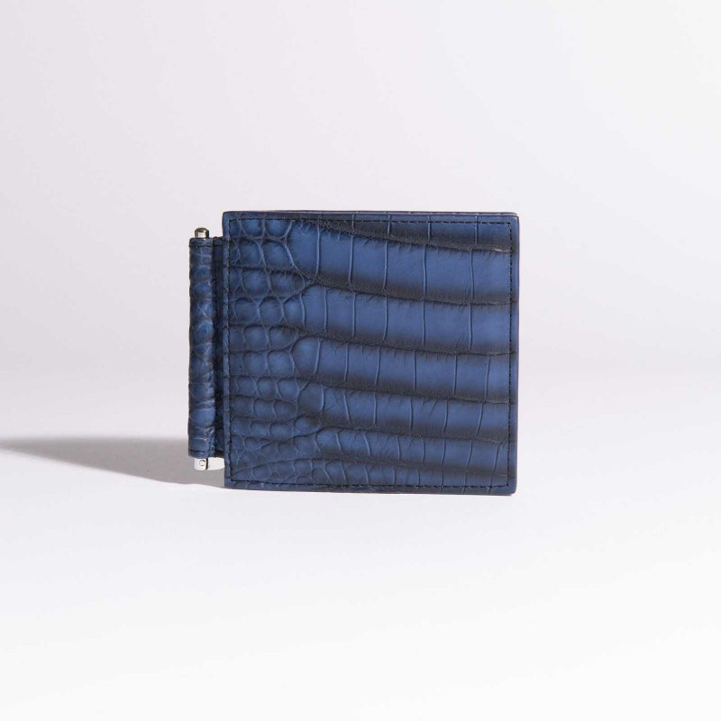 マットクロコマネークリップブルー