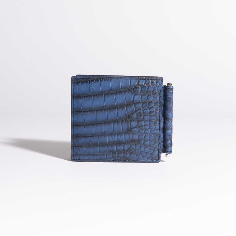 マットクロコマネークリップブルー1