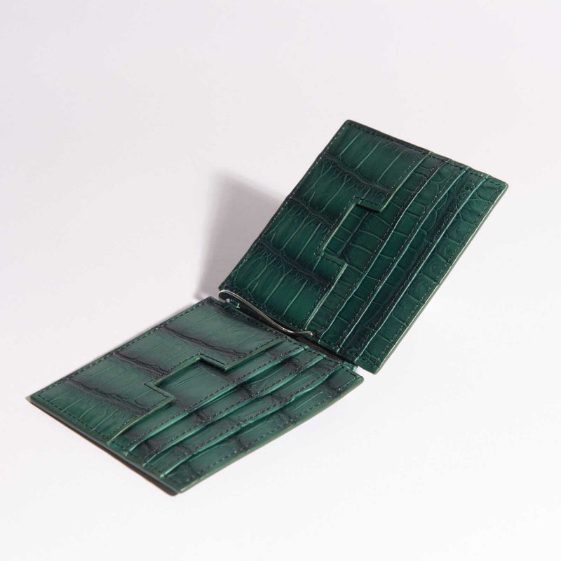 マットクロコマネークリップグリーン2