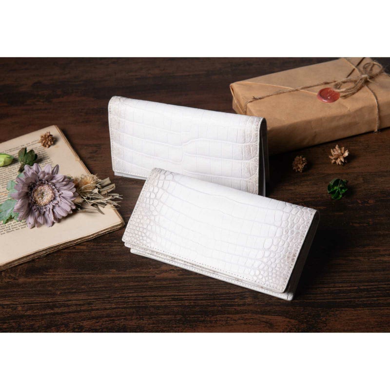 ヒマラヤ染め一枚革裏側継ぎ無し中側クロコクロコ長束入れ6