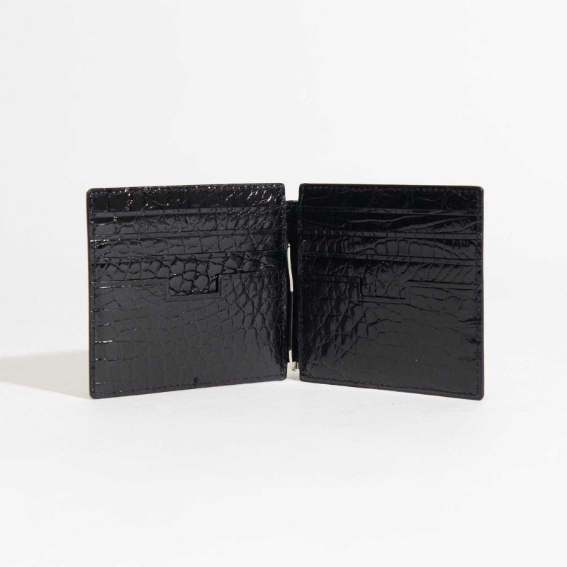 シャイニングクロコマネークリップ 裏面クロコシャイニングブラック3