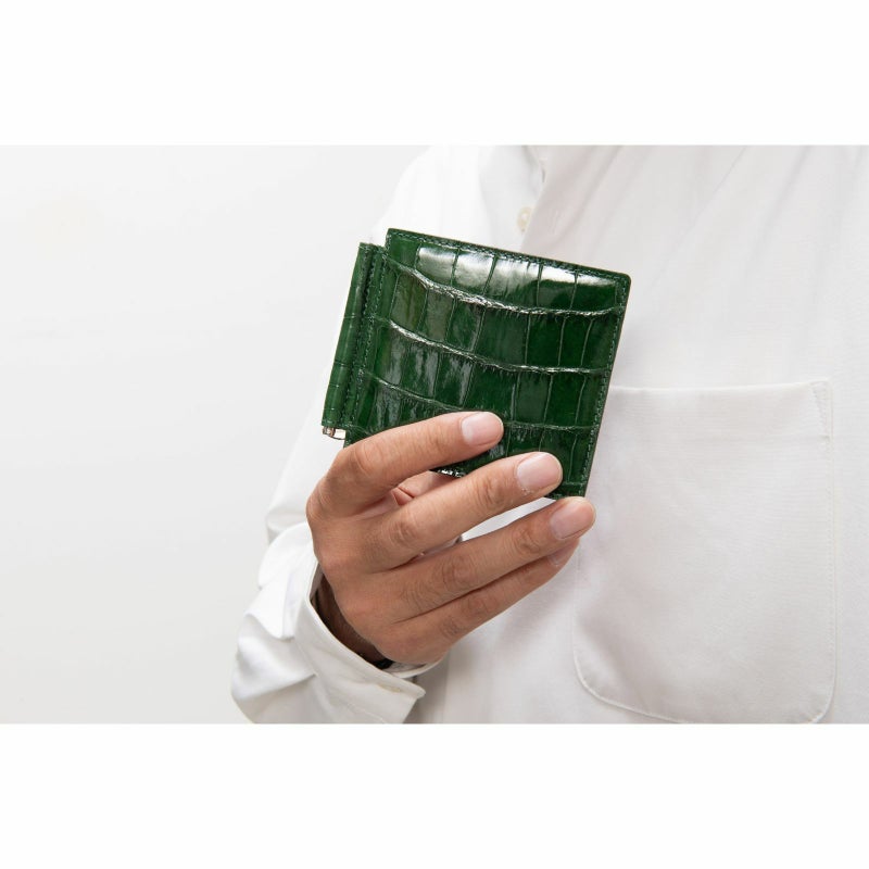 シャイニングクロコマネークリップ 裏面クロコ4