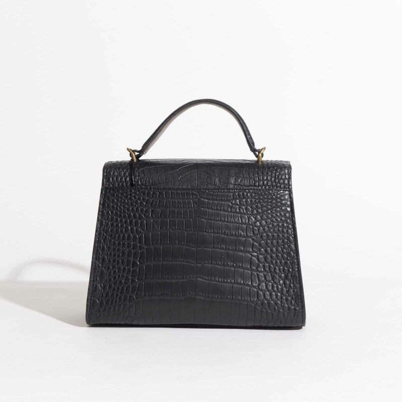 MADE IN ITALYクロコバッグ大カラブリアンブラック1