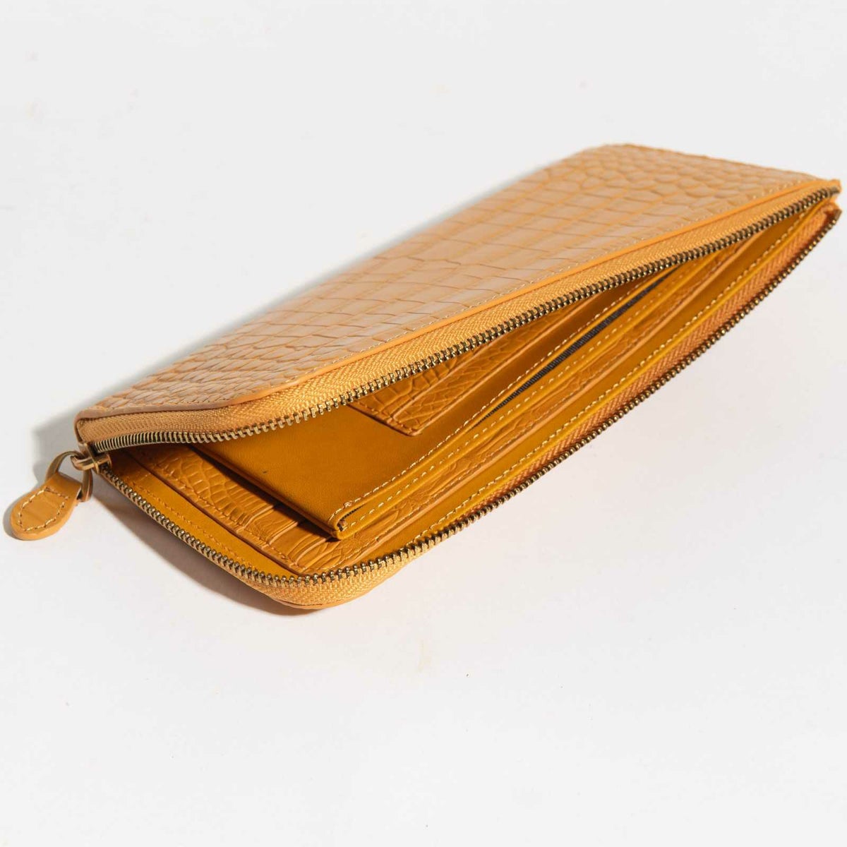 最高級 MADE IN ITALYクロコL字型サイフトスカーナイエロー3