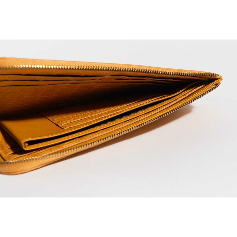 最高級 MADE IN ITALYクロコL字型サイフトスカーナイエロー4
