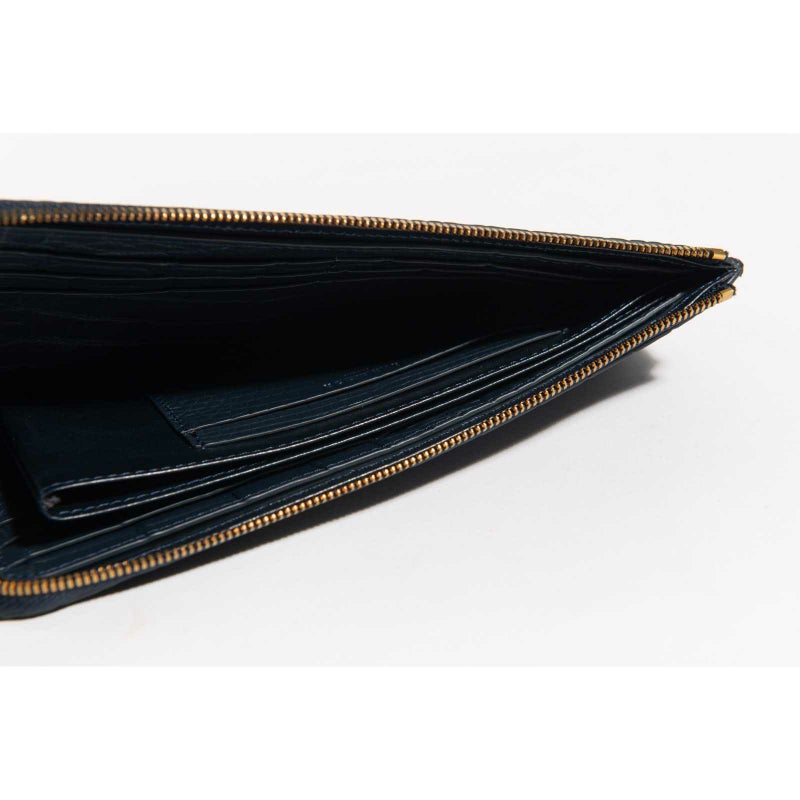 最高級 MADE IN ITALYクロコL字型サイフクラッシコネイビー4