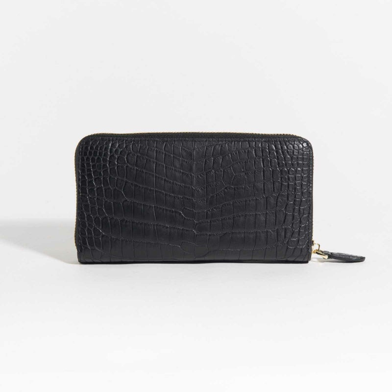 MADE IN ITALYクロコラウンドサイフカラブリアンブラック1