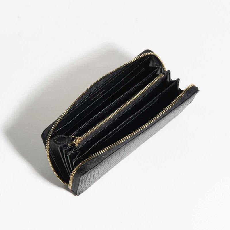 MADE IN ITALYクロコラウンドサイフカラブリアンブラック4