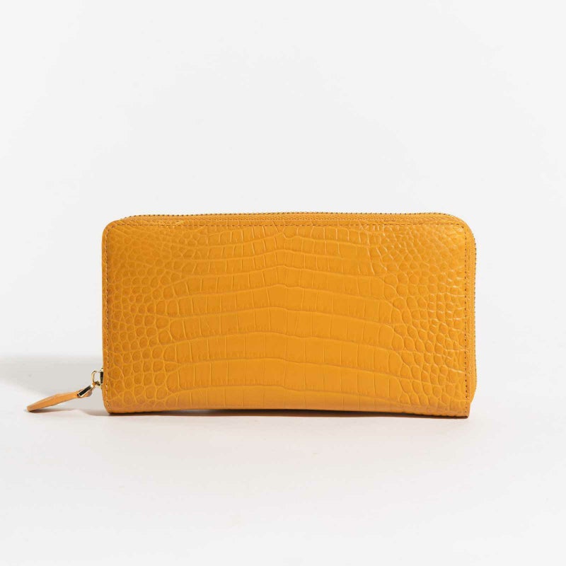 MADE IN ITALYクロコラウンドサイフトスカーナイエロー