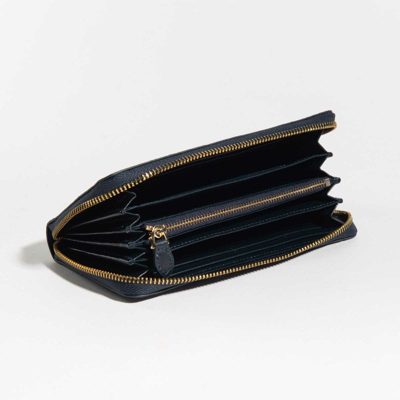 MADE IN ITALYクロコラウンドサイフクラッシコネイビー3