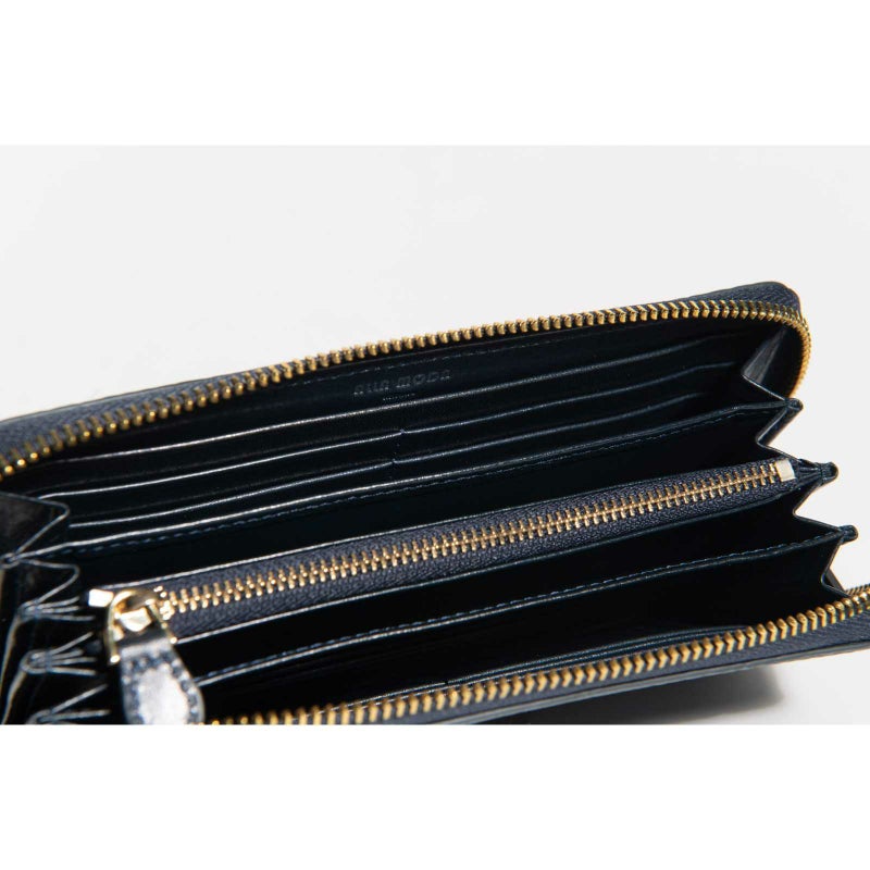 MADE IN ITALYクロコラウンドサイフクラッシコネイビー5