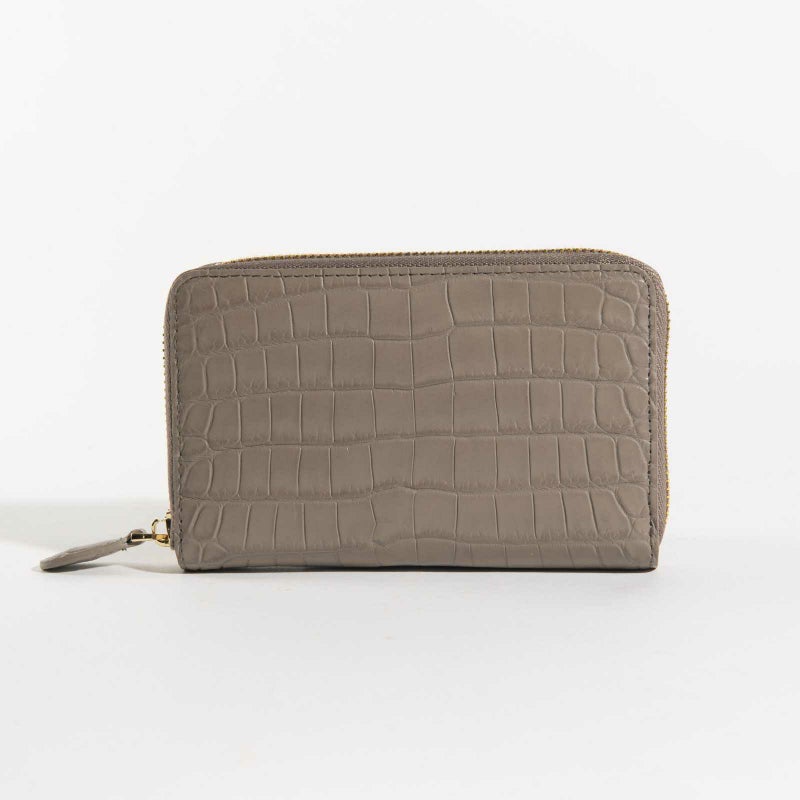 MADE IN ITALYクロコラウンドサイフ本シリーズ唯一のメンズテイストモデルミラネーゼトープ