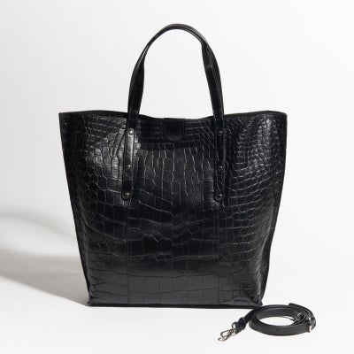 マットクロコソフトトートブラック