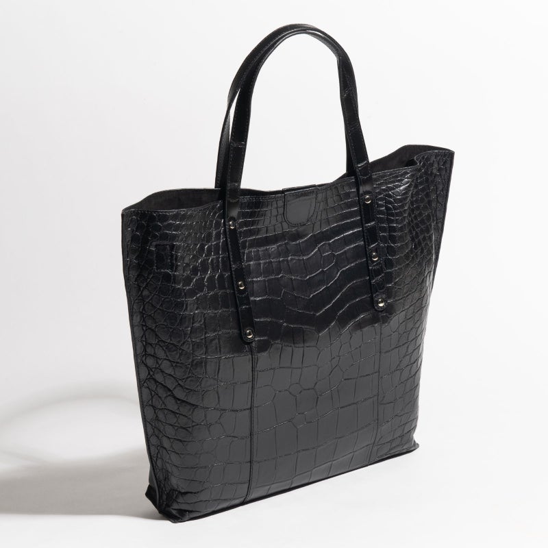 マットクロコソフトトートブラック2