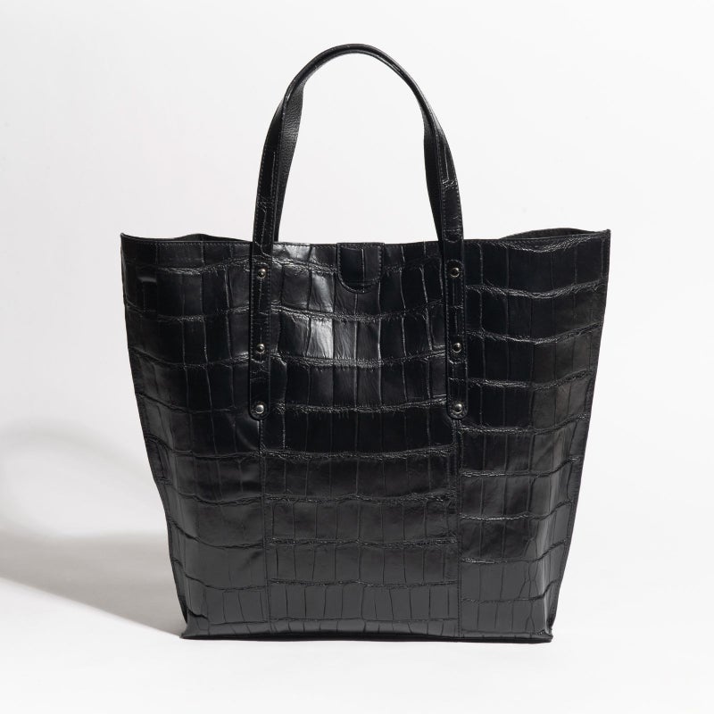 マットクロコソフトトートブラック4
