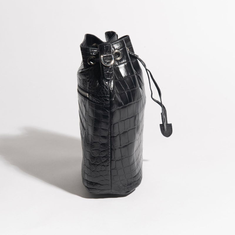 マットクロコ巾着ブラック3