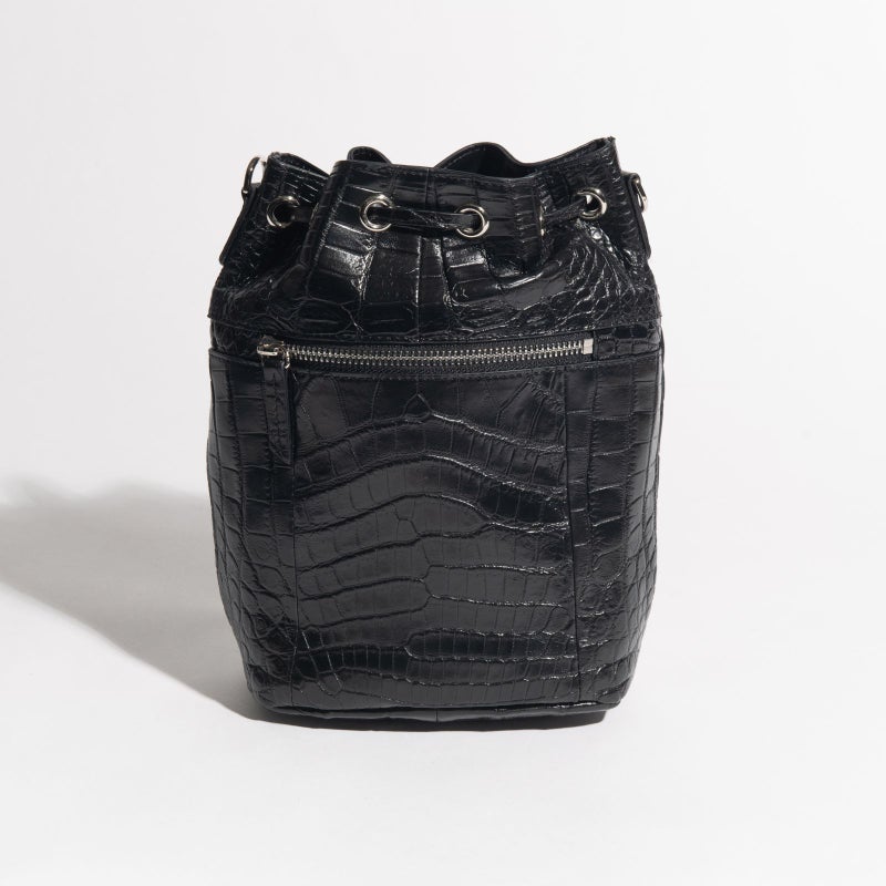 マットクロコ巾着ブラック4