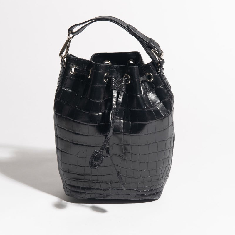 マットクロコ巾着ブラック6