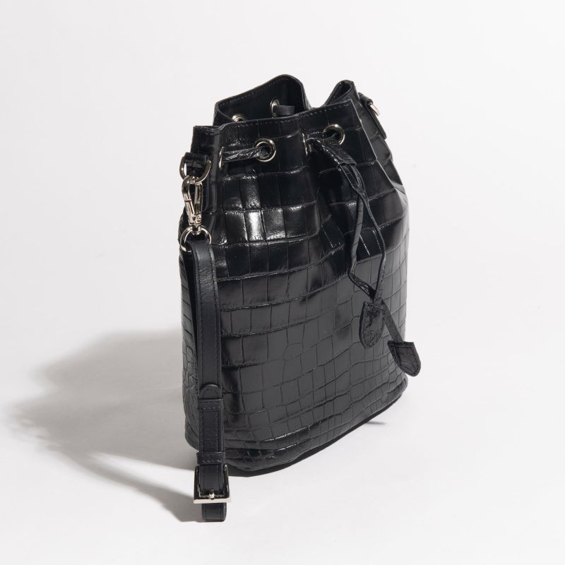 マットクロコ巾着ブラック7