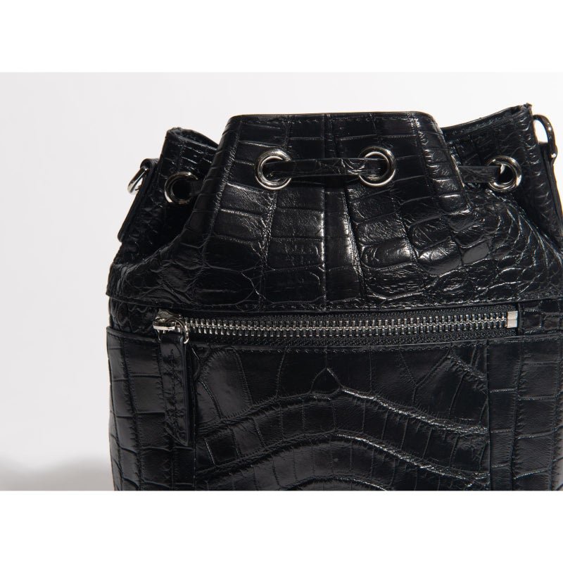 マットクロコ巾着ブラック8