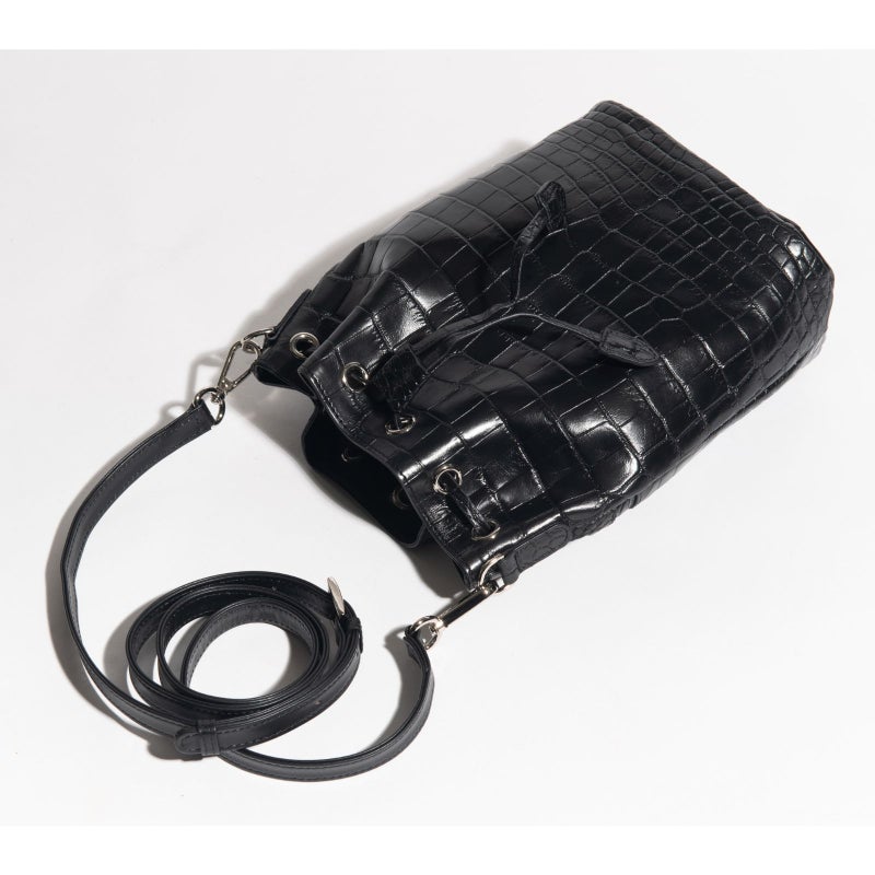 マットクロコ巾着ブラック9