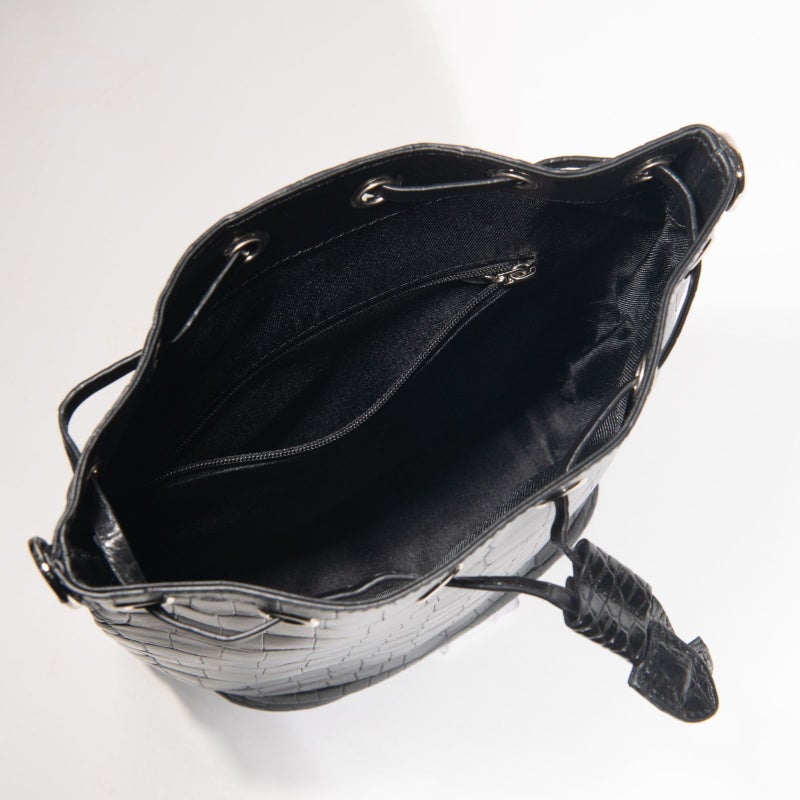 マットクロコ巾着ブラック10