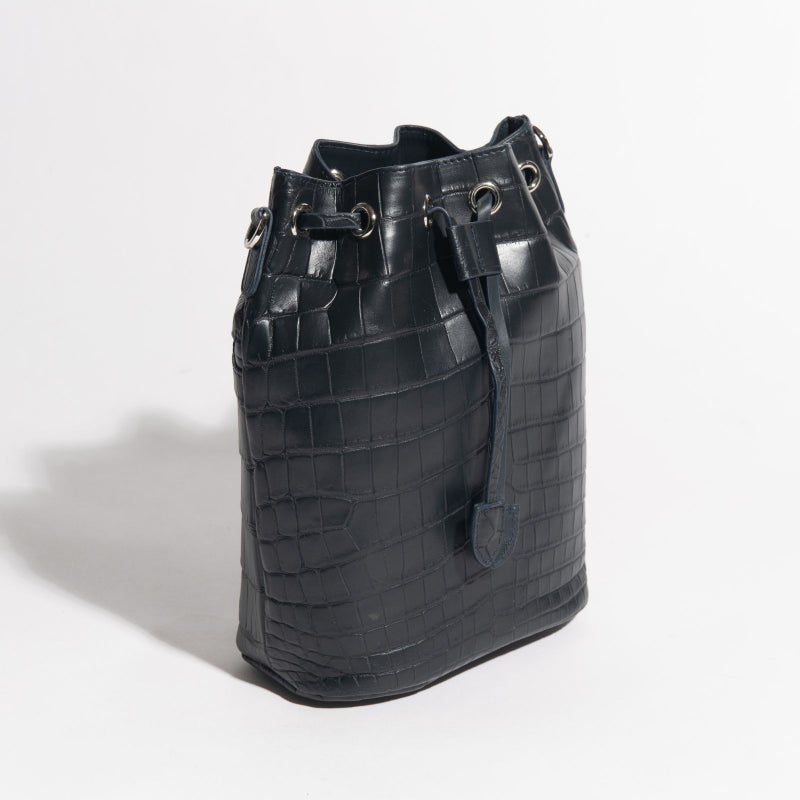 マットクロコ巾着ダークネイビー2