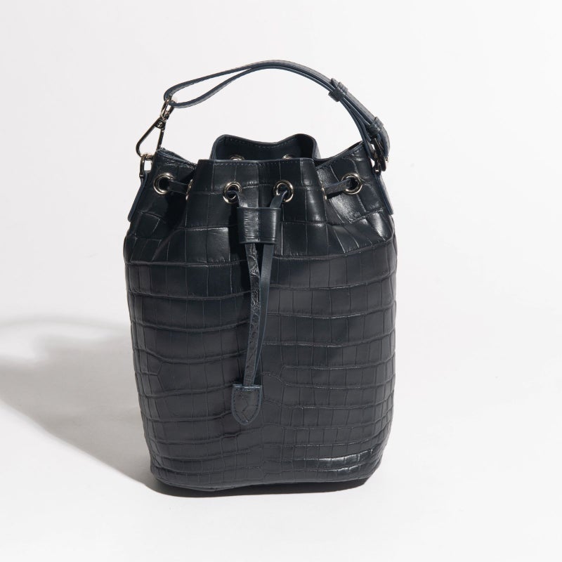 マットクロコ巾着ダークネイビー7