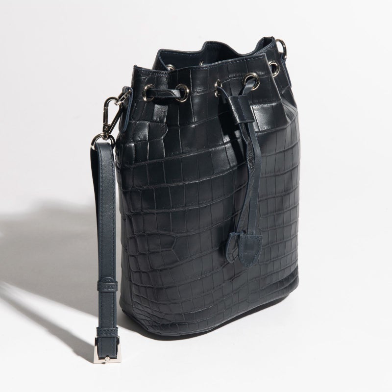 マットクロコ巾着ダークネイビー8