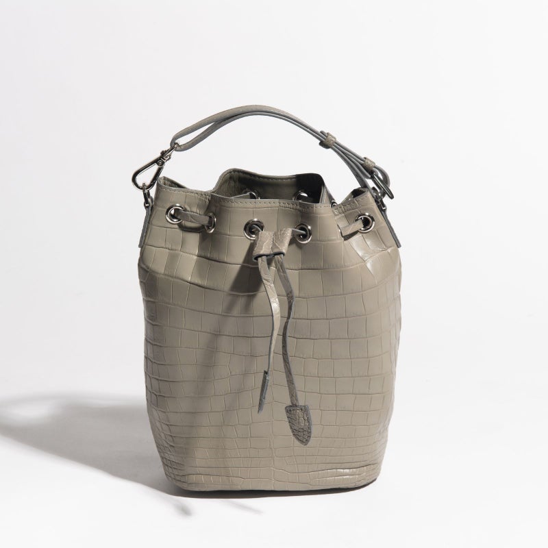 マットクロコ巾着ライトグレー7