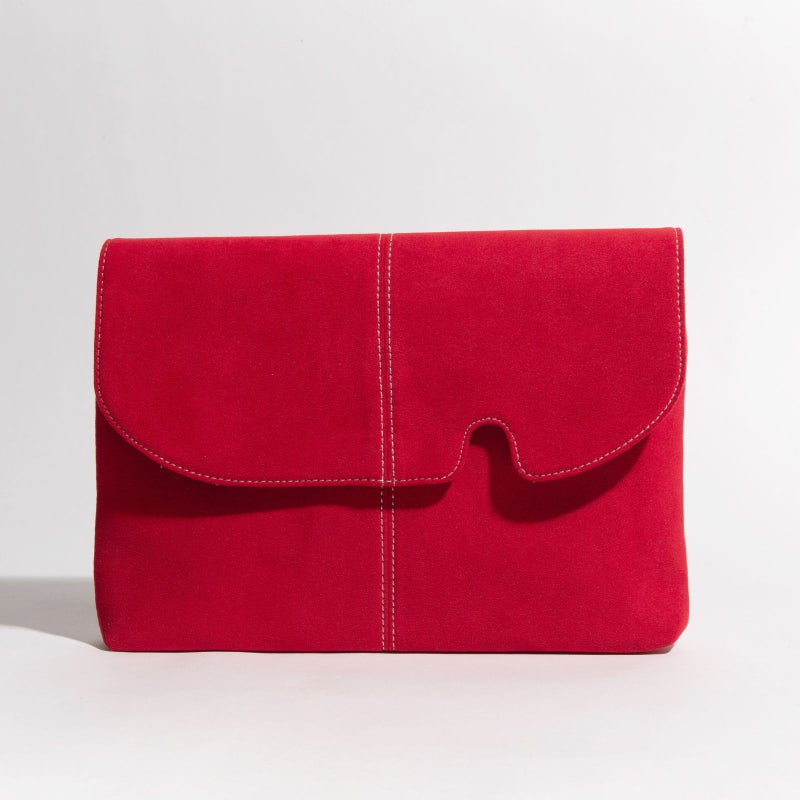 アルカンターラピスタシリーズ　エグゼクティブサコッシュショルダーバッグレッド