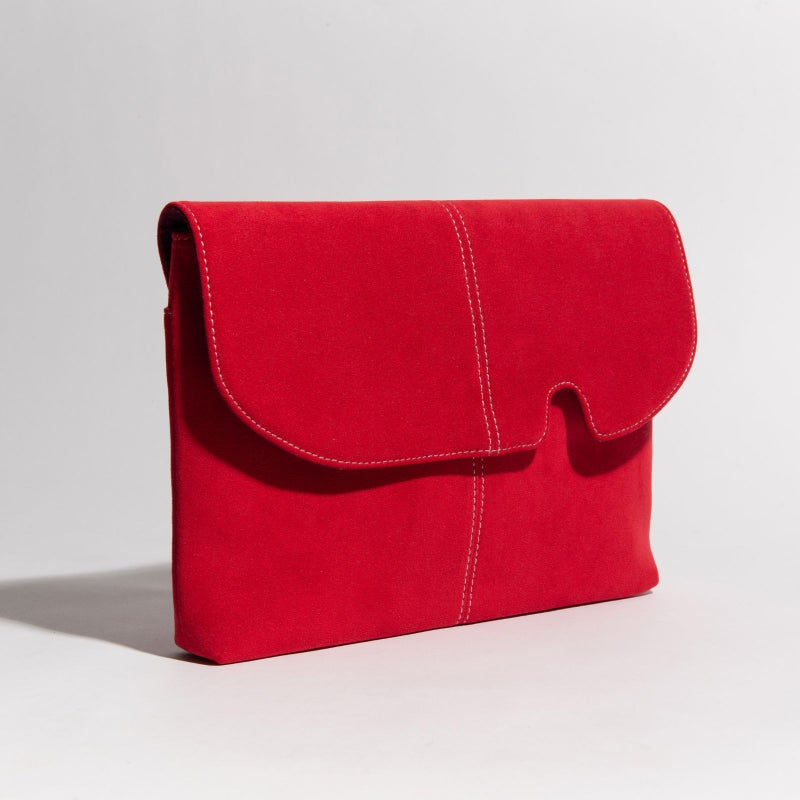 アルカンターラピスタシリーズ　エグゼクティブサコッシュショルダーバッグレッド1