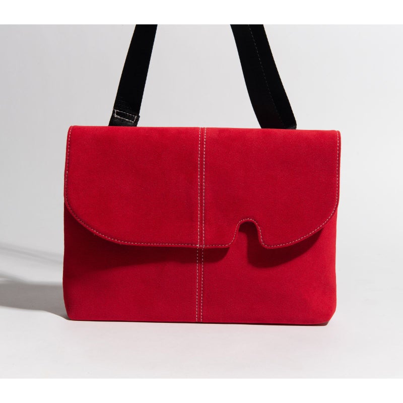 アルカンターラピスタシリーズ　エグゼクティブサコッシュショルダーバッグレッド4