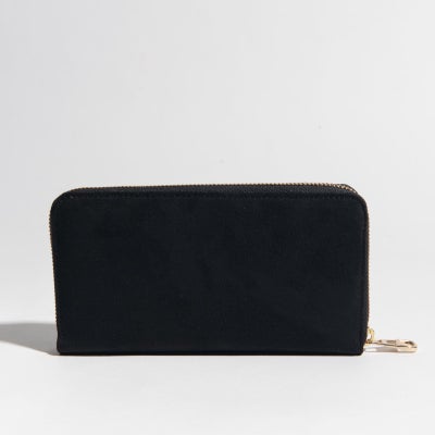 アルカンターラピスタシリーズ　ラウンドファスナー長財布ブラック