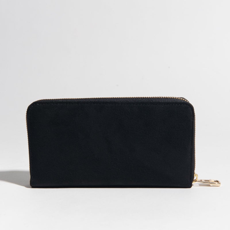 アルカンターラピスタシリーズ　ラウンドファスナー長財布ブラック