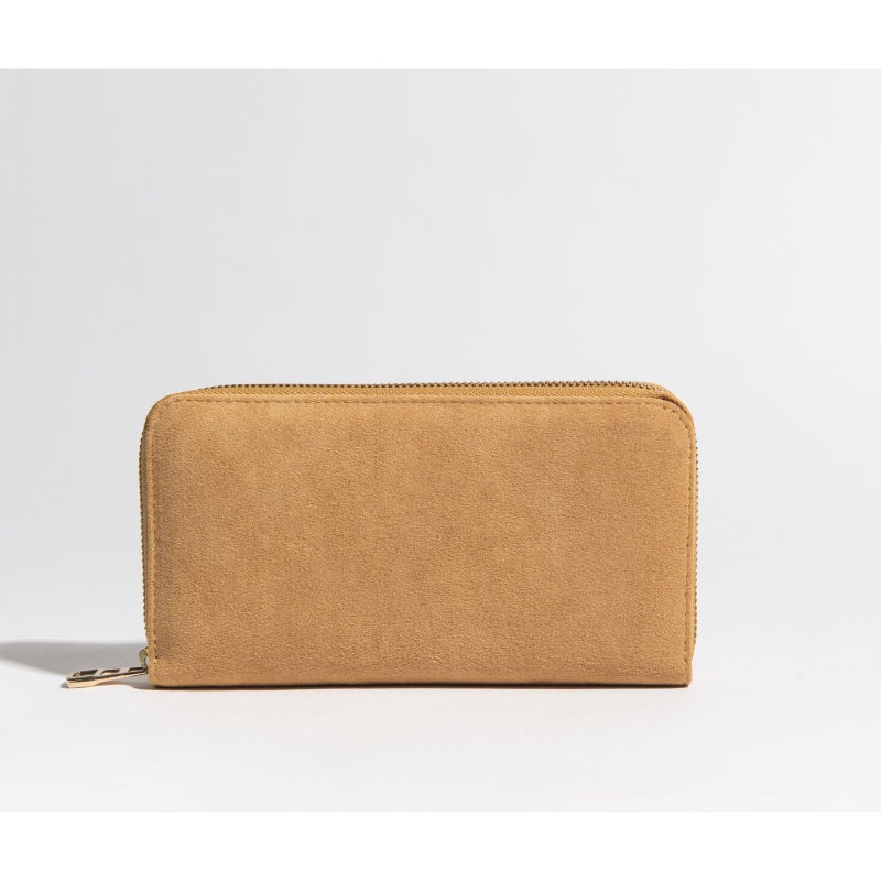 アルカンターラピスタシリーズ　ラウンドファスナー長財布ベージュ1