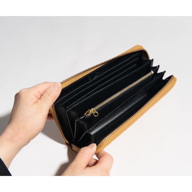 アルカンターラピスタシリーズ　ラウンドファスナー長財布ベージュ4