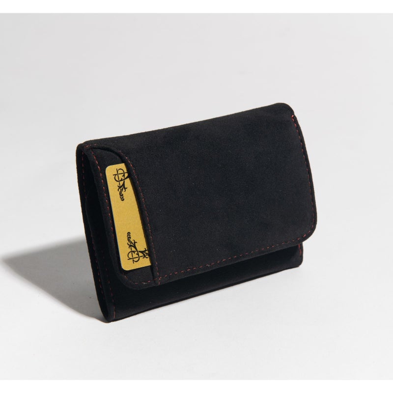 アルカンターラピスタシリーズ　三つ折財布ブラック/レッド5