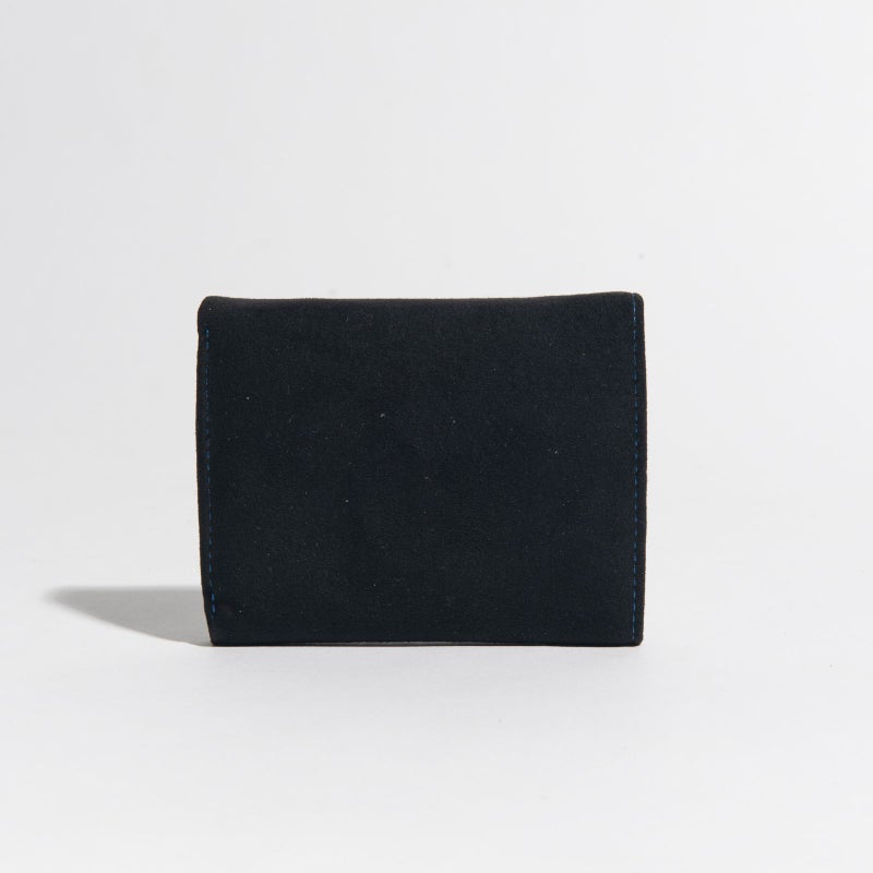 アルカンターラピスタシリーズ　三つ折財布ブラック/ブルー1