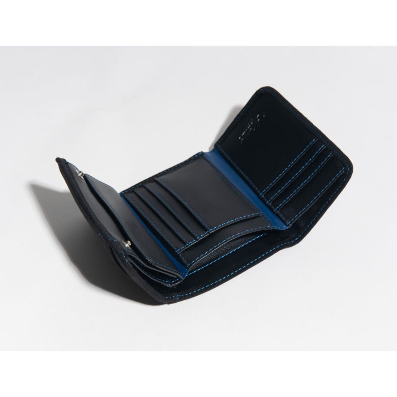 アルカンターラピスタシリーズ　三つ折財布ブラック/ブルー4