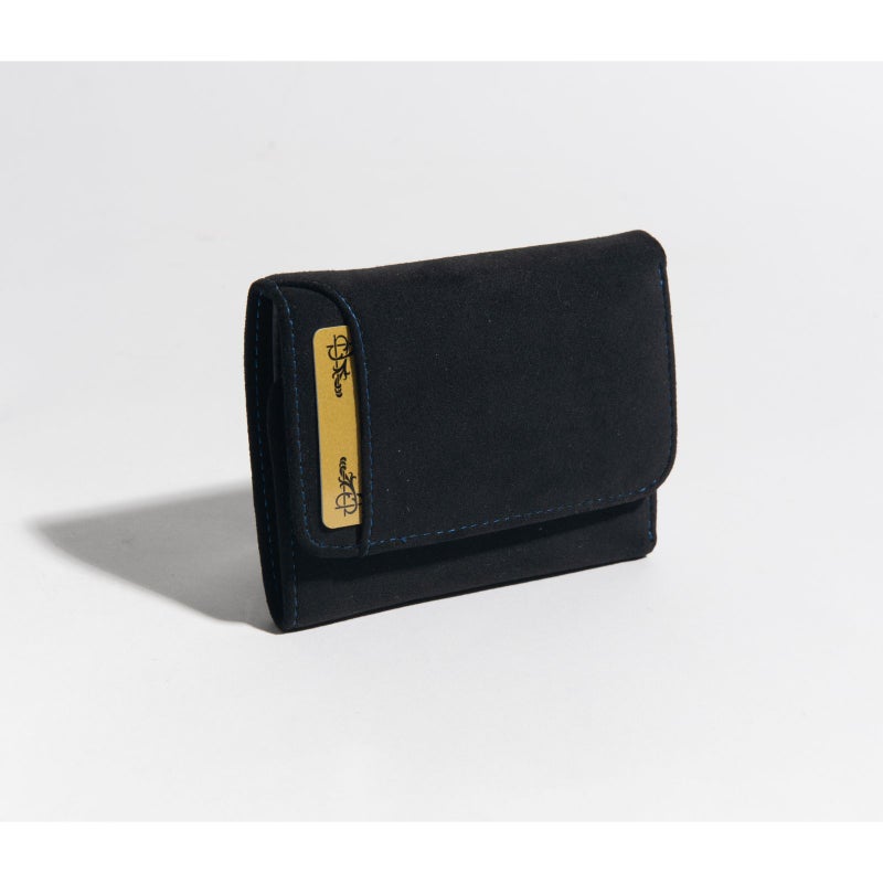 アルカンターラピスタシリーズ　三つ折財布ブラック/ブルー6