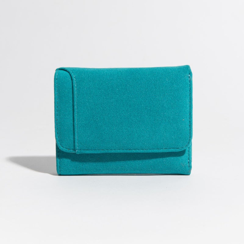 アルカンターラピスタシリーズ　三つ折財布ターコイズブルー/ターコイズブルー