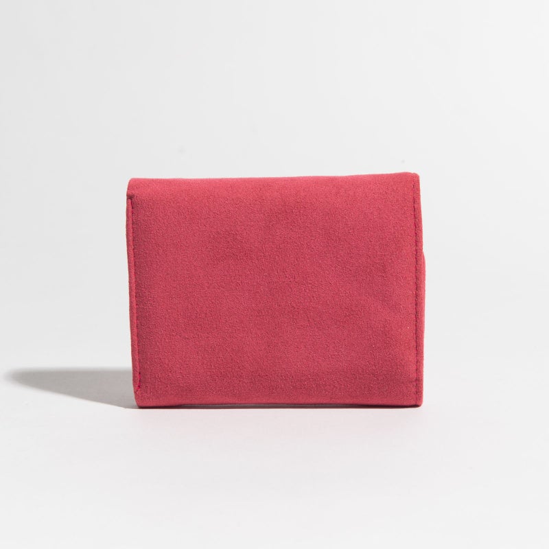 アルカンターラピスタシリーズ　三つ折財布ピーチ/レッド1