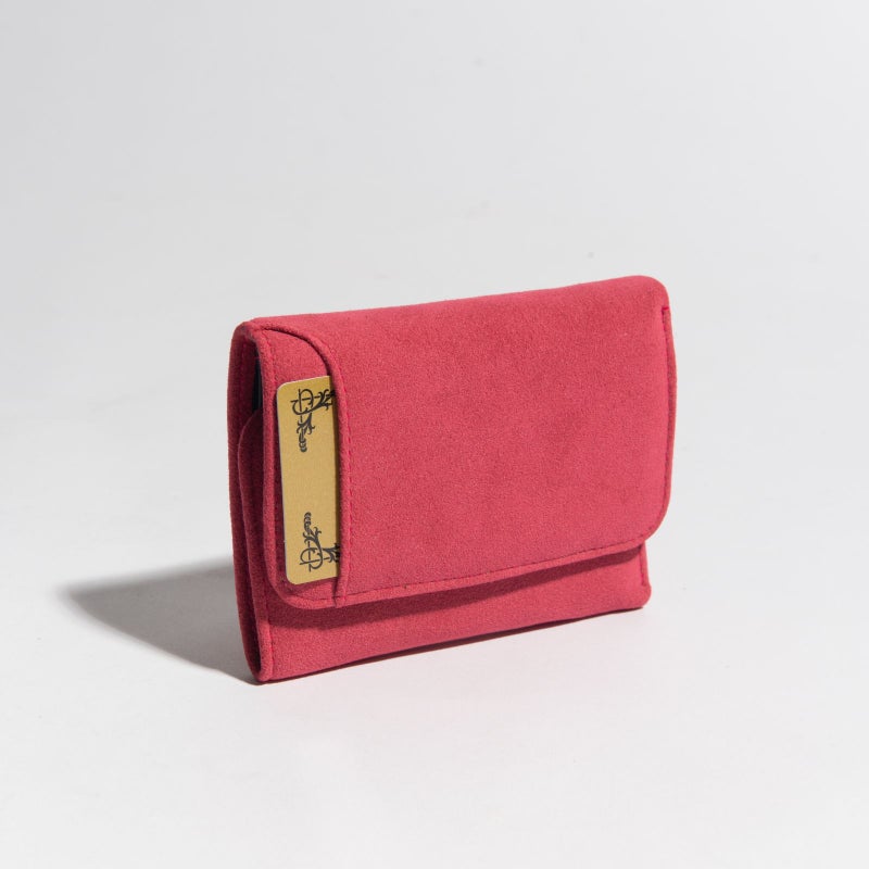 アルカンターラピスタシリーズ　三つ折財布ピーチ/レッド6