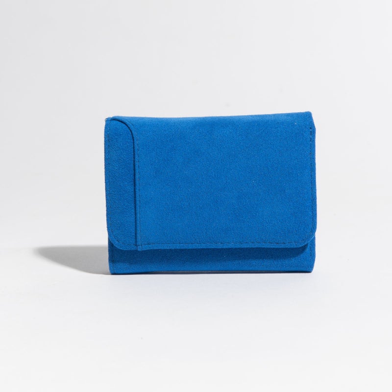 アルカンターラピスタシリーズ　三つ折財布ブルー／ブラック