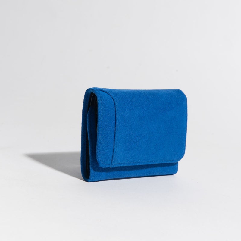 アルカンターラピスタシリーズ　三つ折財布ブルー／ブラック2